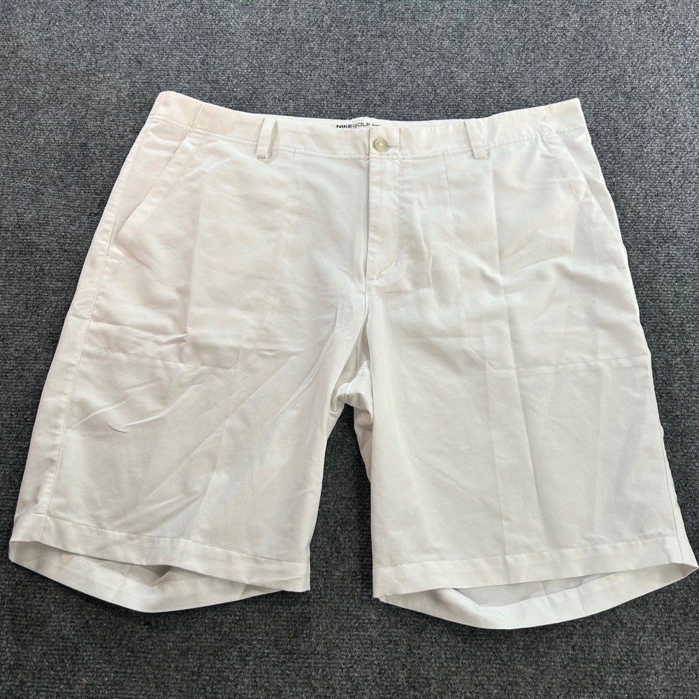 Nike Golf Shorts Mens 38 White Dri-FIT Standard Fit Flat Front Performance